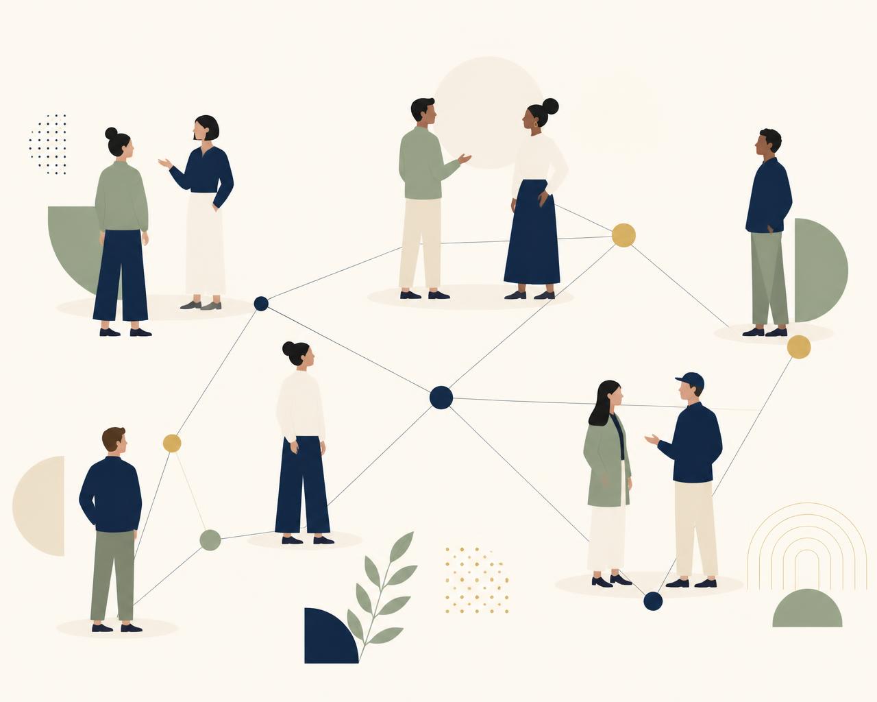 Illustration of Jewish singles connected in a community network